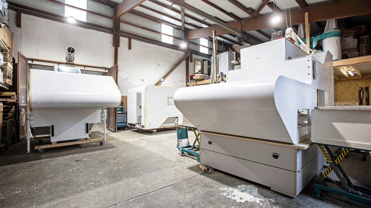 Produktion der THOKIE Wohnraumkabinen Lackierung